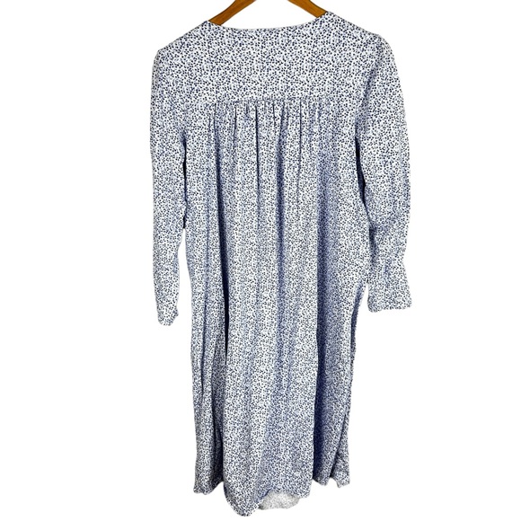 NWOT Eileen West Long Sleeve Cotton Nightgown Blue Floral Lace New without Tags - Picture 3 of 6